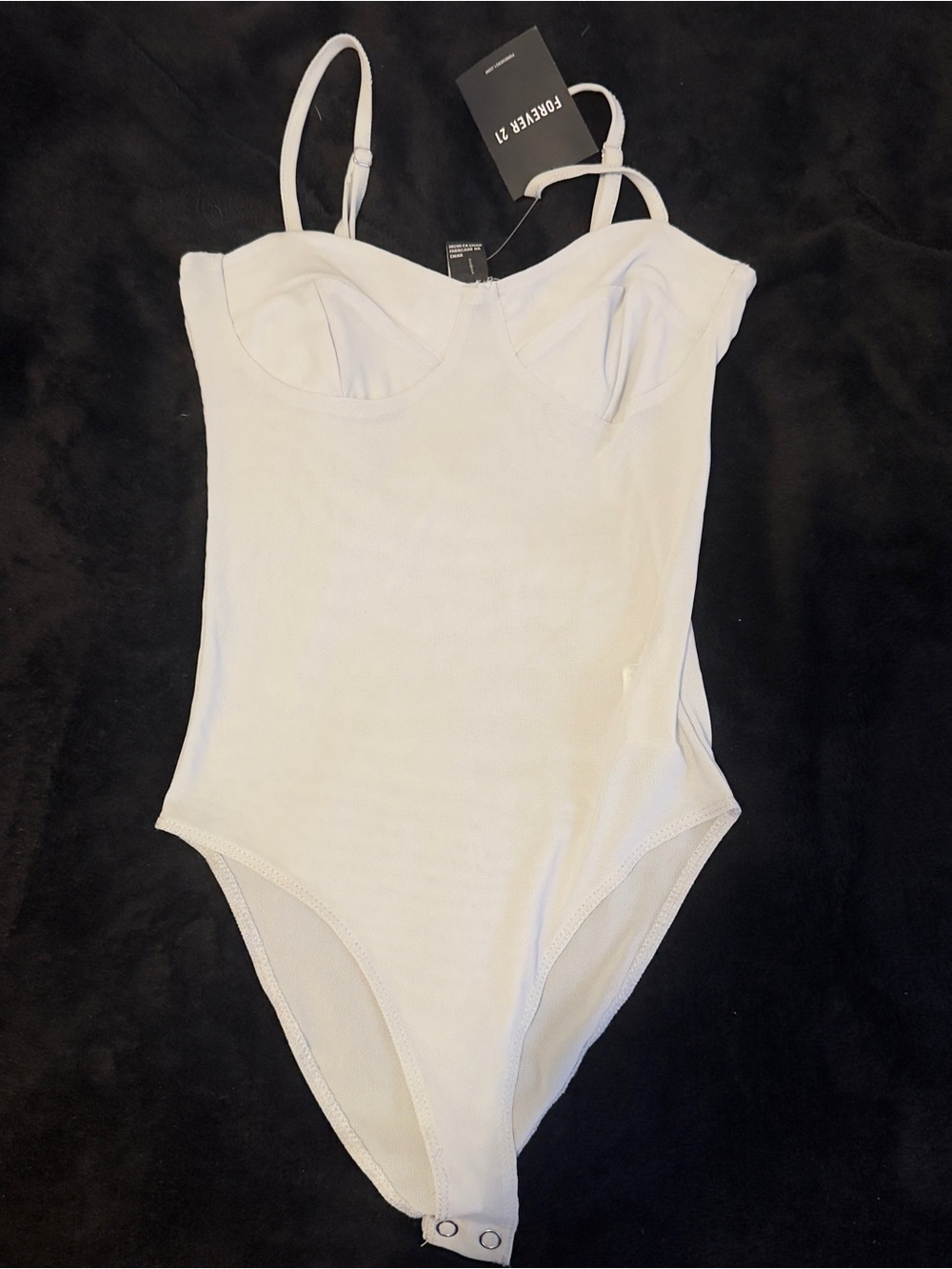 Forever 21 light blue Ribbed One-Piece Bodysuit with Adjustable Straps